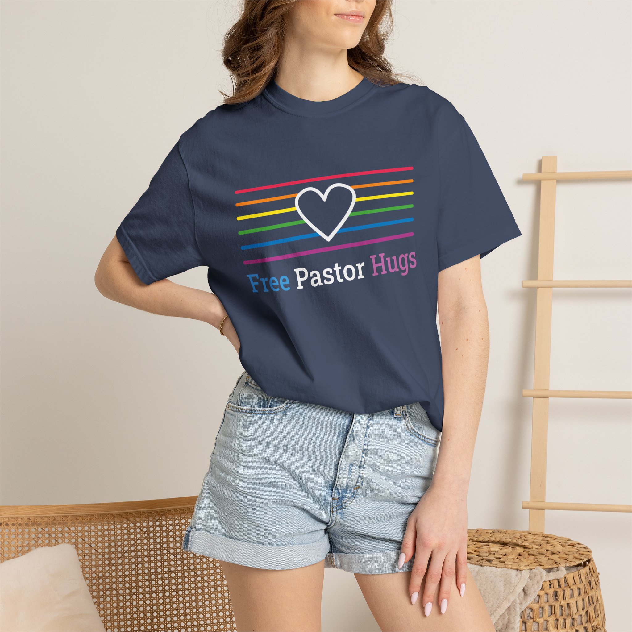 "Free Pastor Hugs" Pride T-Shirt - Image 9