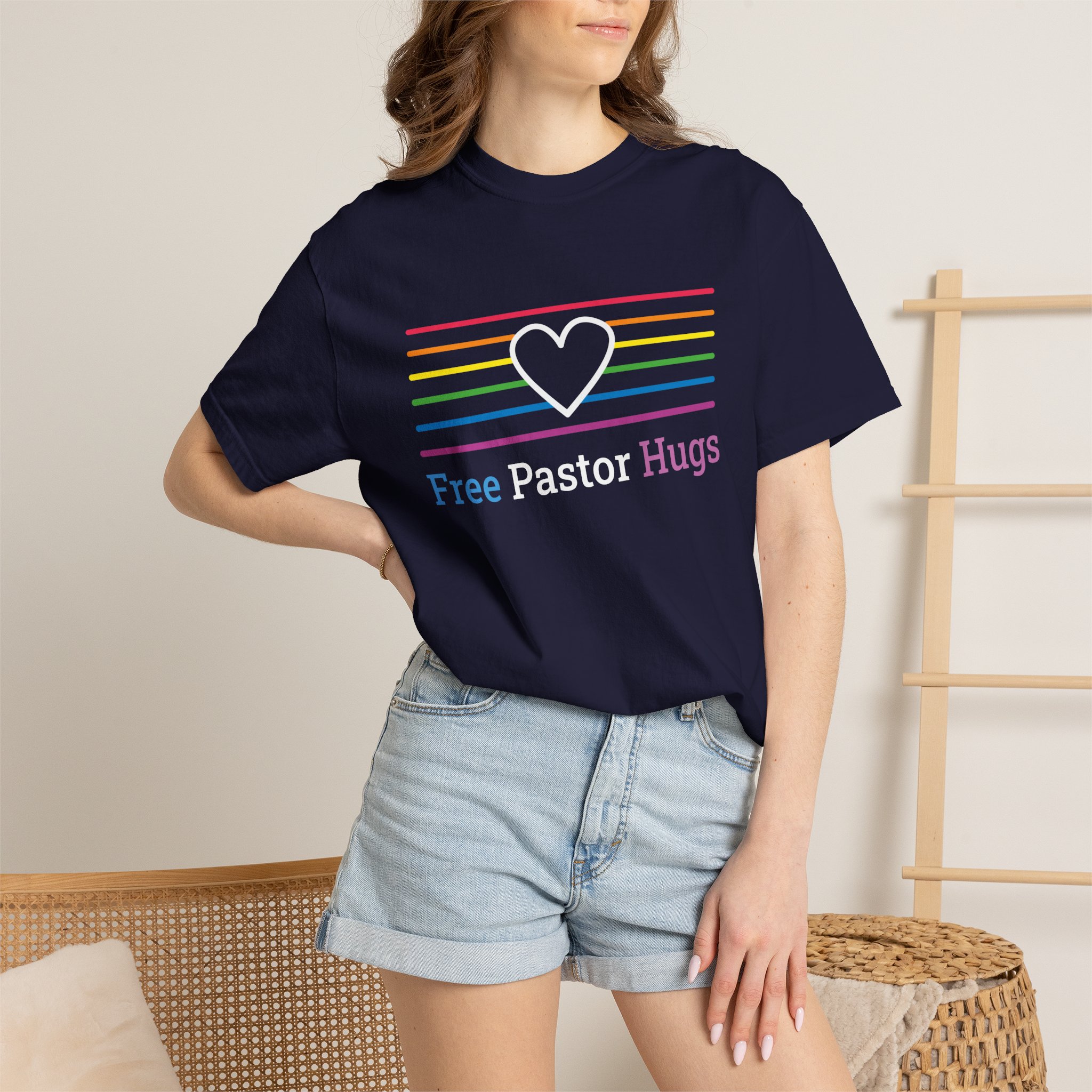 "Free Pastor Hugs" Pride T-Shirt - Image 14