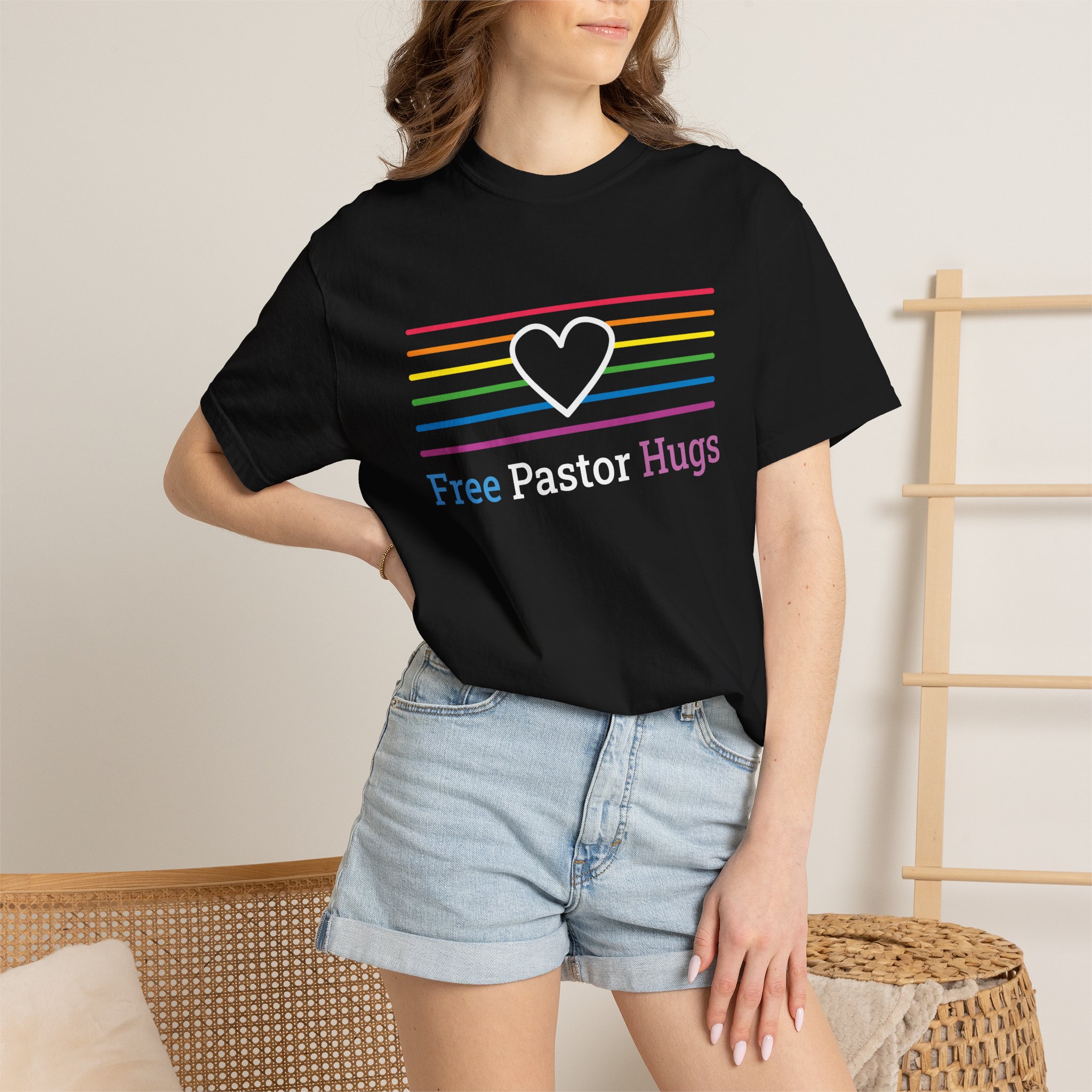 "Free Pastor Hugs" Pride T-Shirt - Image 5